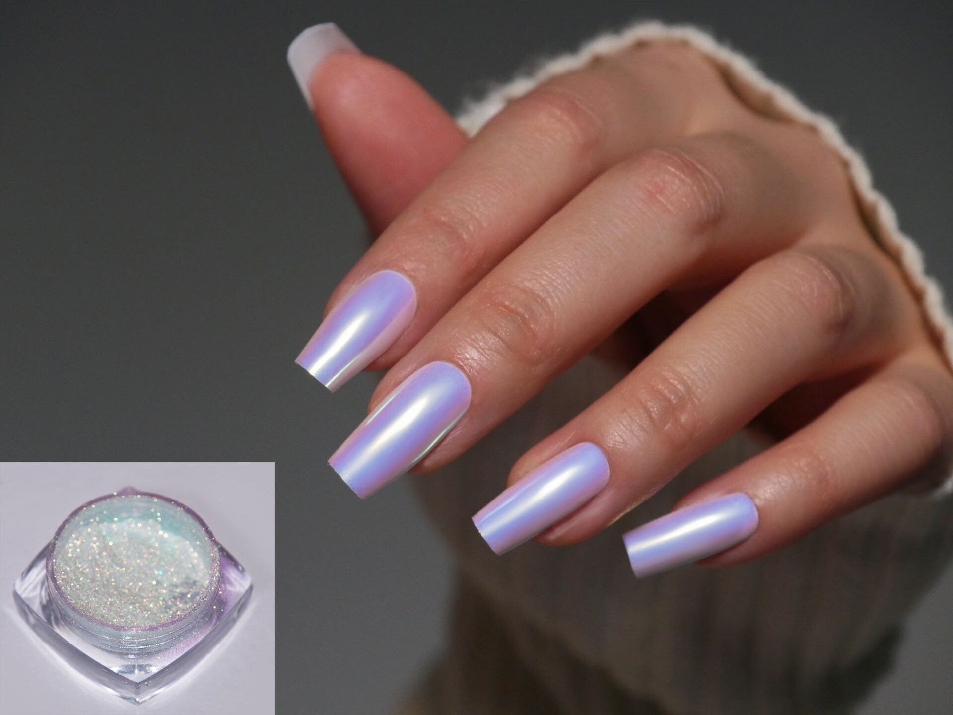 lavender chrome nails