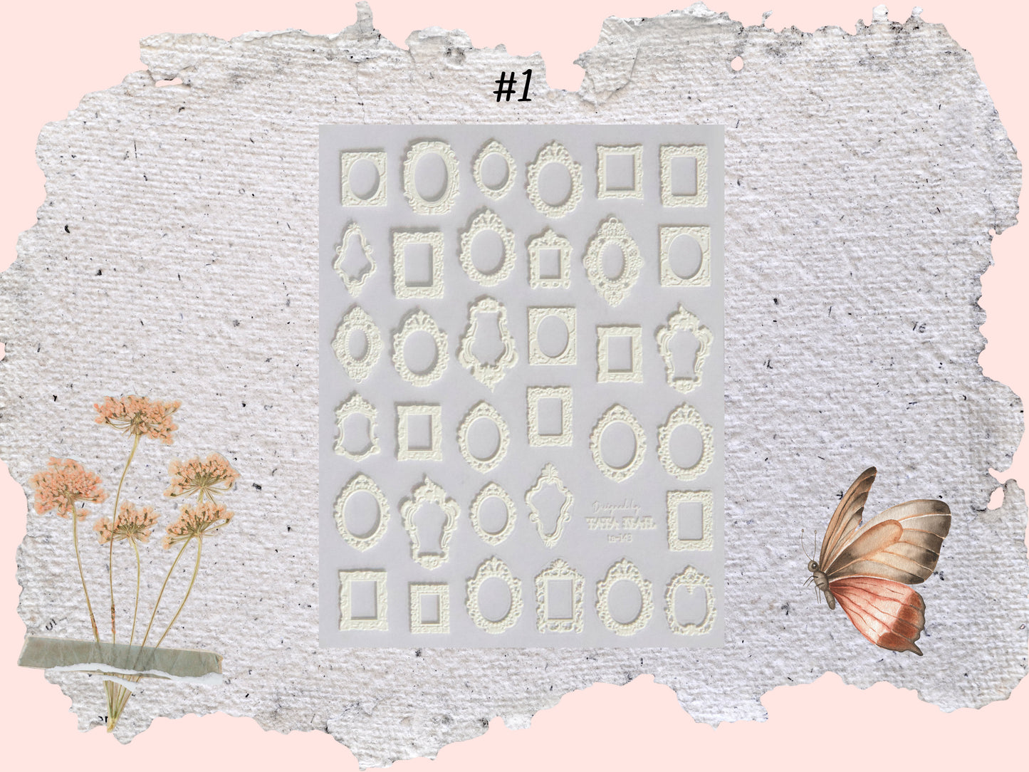 Vintage Embossed Frames Sticker Nail Art