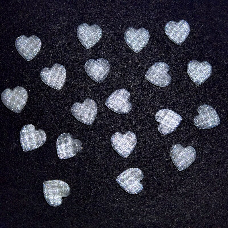 10pcs Clear Plaid Heart Nail art Charm