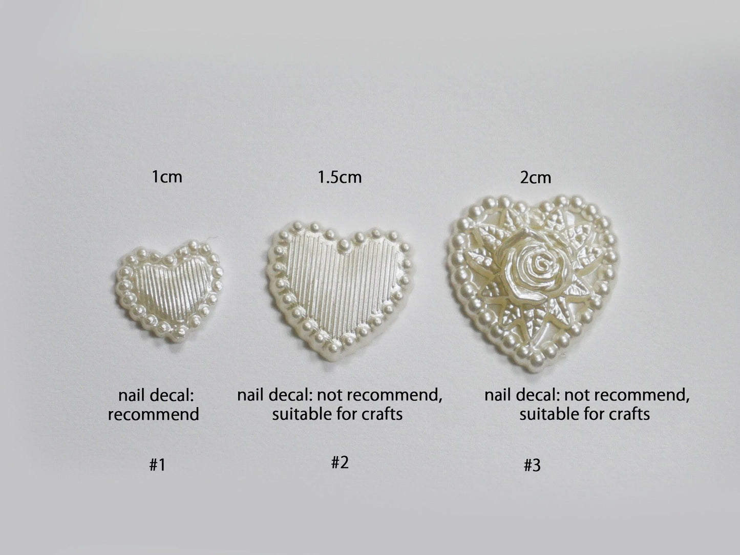 50pcs White Pearlescent Heart Decals