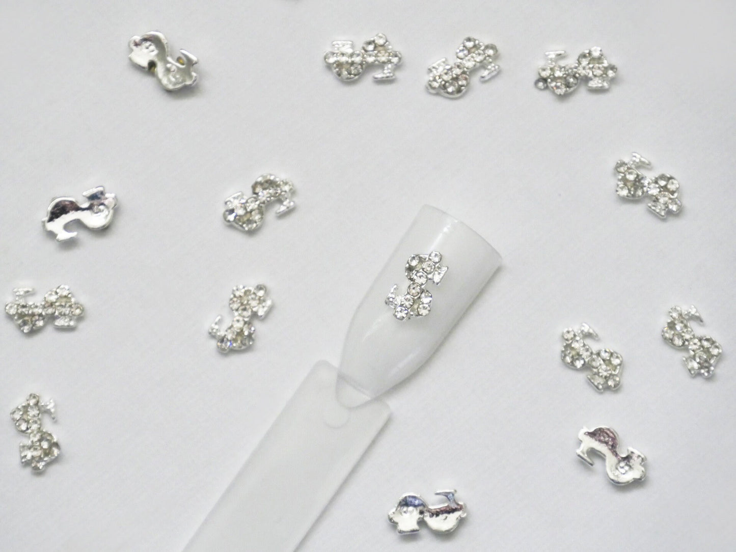 2pcs Dollar Money Sign Nail Decoration/ Dollars Sign DIY nail Deco Charm for Nail Art Decal/ Gold Silver Get Rich Nail Supply