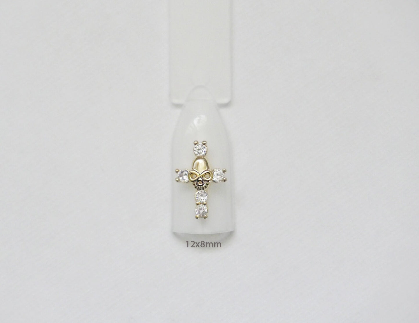2pcs Skull&Cross Nail Decal/ Gold Gothic Punk Nail DIY deco/ Devil Skulls Clear Rhinestones Cross Charm Nail Jewelry