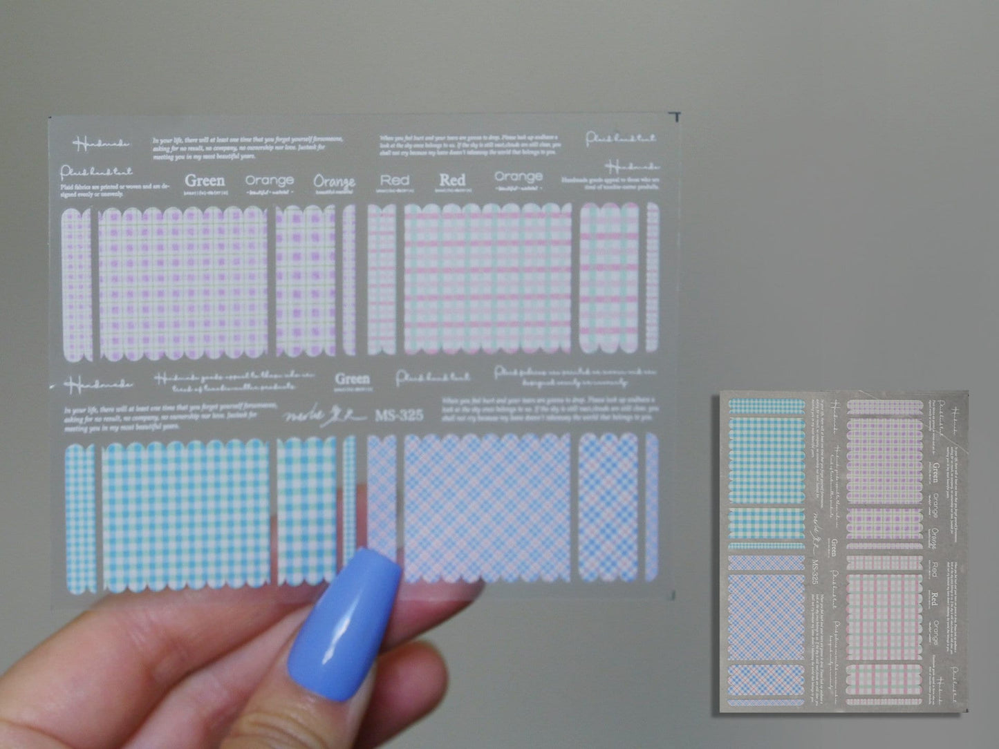 Madras Plaid Nail Art Stickers/ Pastel Color Plaid Striped Checkered Pattern Nail Decals/ Ultra thIn Summer Plaid Nail Supply