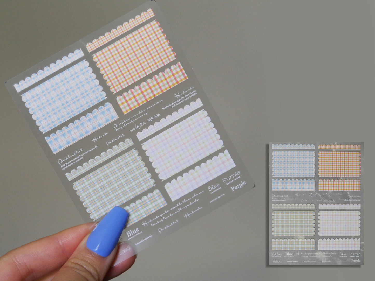 Madras Plaid Nail Art Stickers/ Pastel Color Plaid Striped Checkered Pattern Nail Decals/ Ultra thIn Summer Plaid Nail Supply
