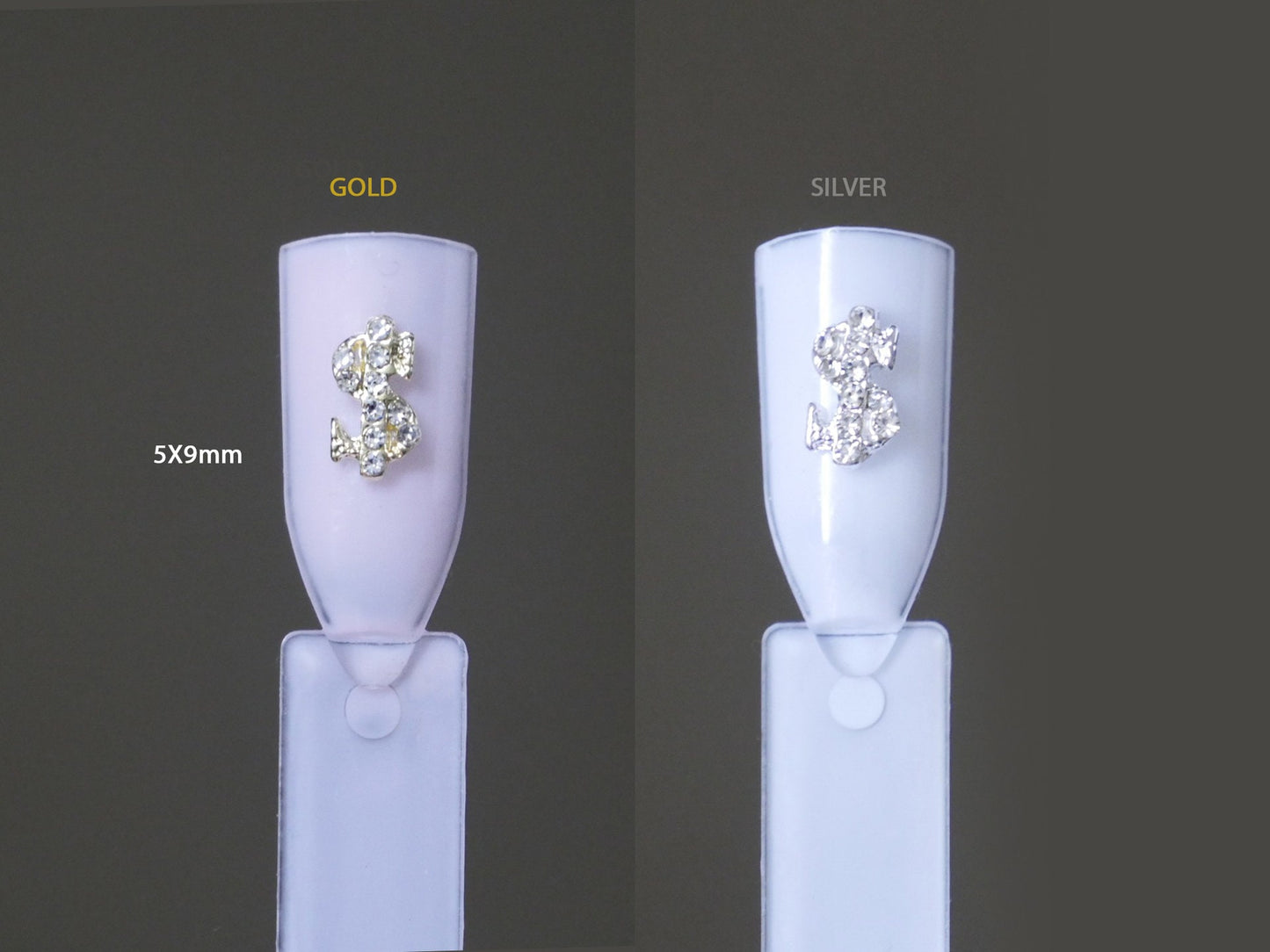 2pcs Dollar Money Sign Nail Decoration/ Dollars Sign DIY nail Deco Charm for Nail Art Decal/ Gold Silver Get Rich Nail Supply