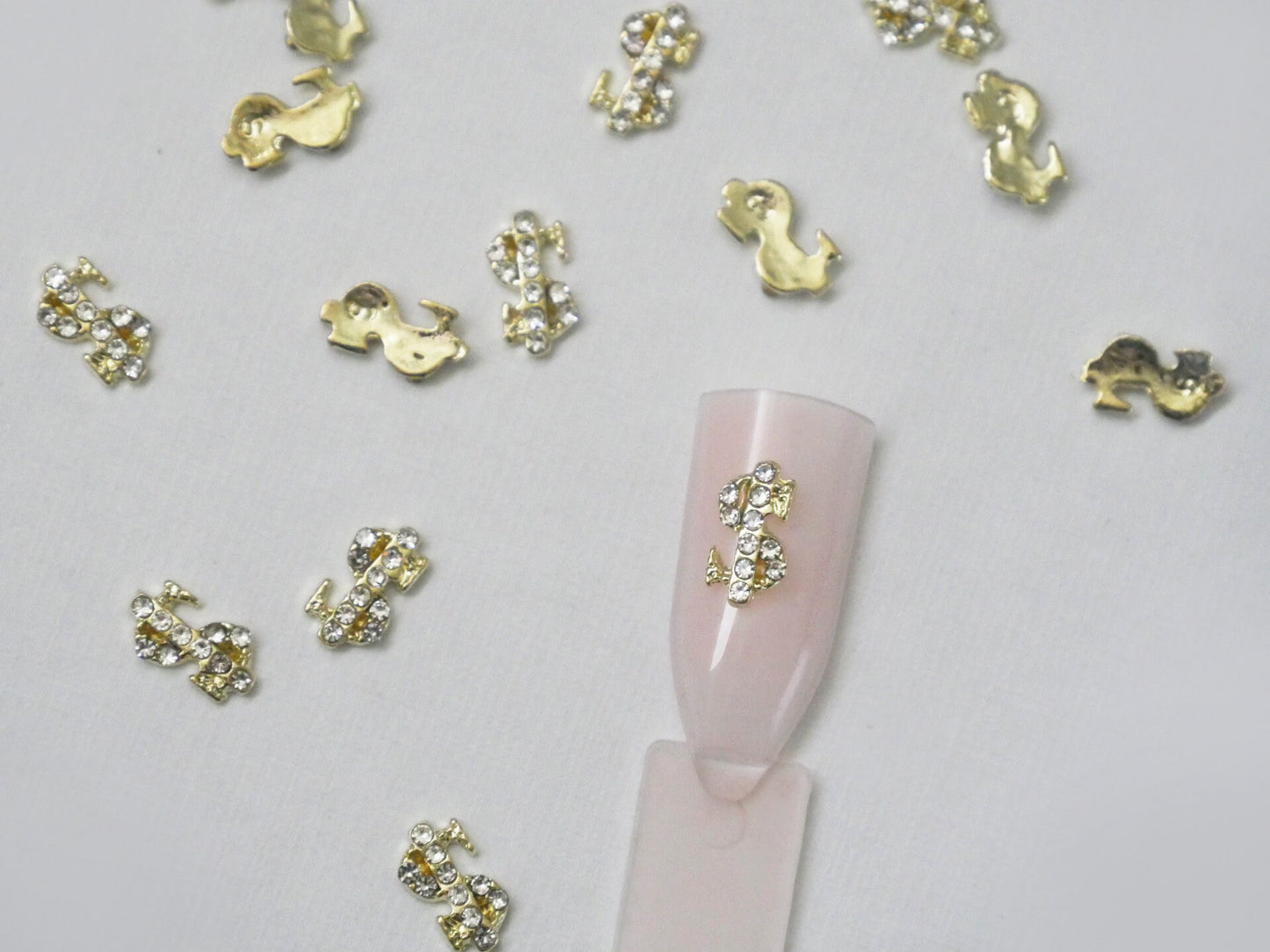 2pcs Dollar Money Sign Nail Decoration/ Dollars Sign DIY nail Deco Charm for Nail Art Decal/ Gold Silver Get Rich Nail Supply