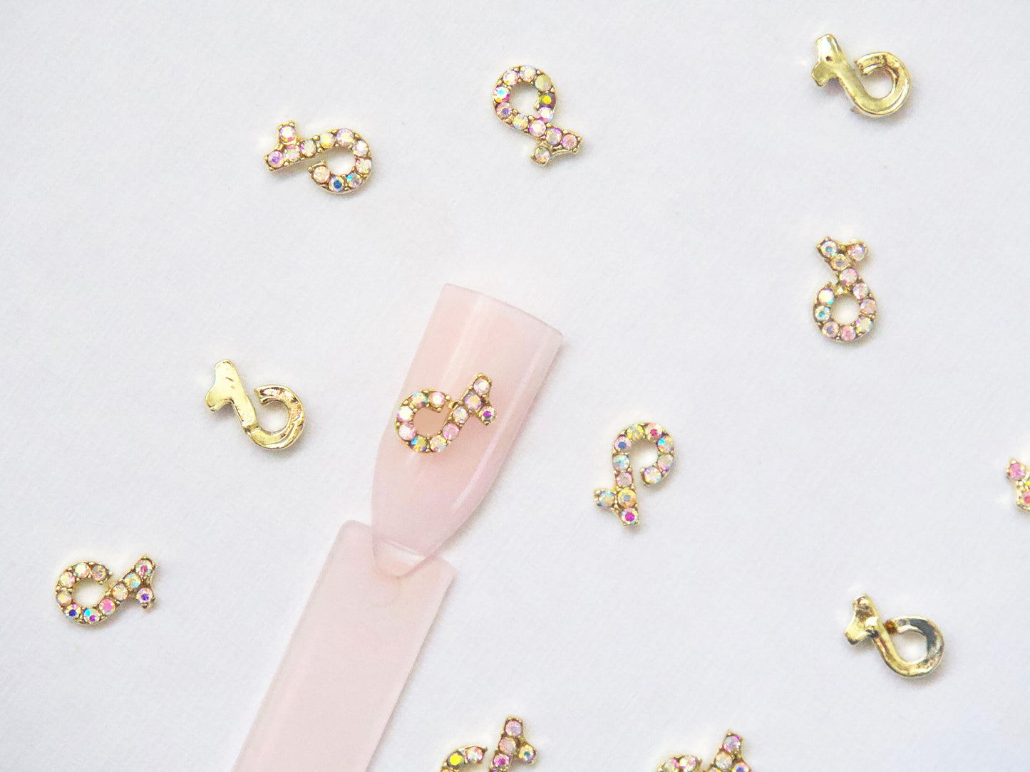 2pcs Tik Tok Brand Sign Nail Decoration/ Gold Shiny TK Influencer DIY Deco Charm for Nail Art Decal/ Press on nail supply