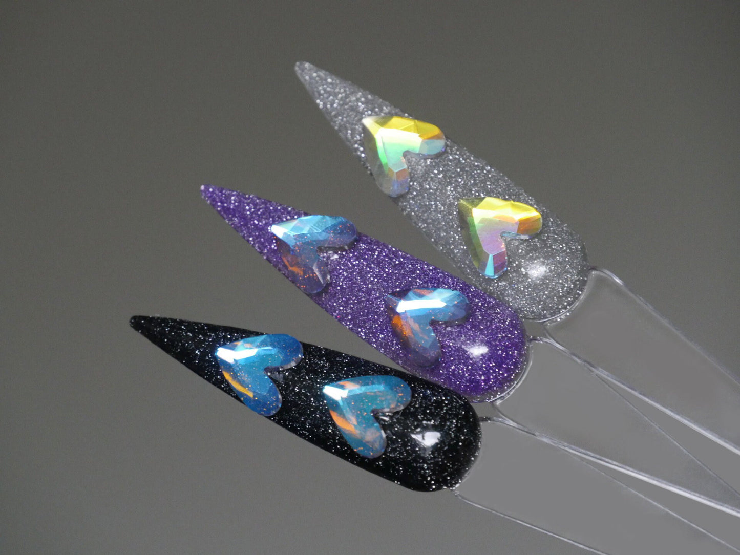 10pcs Heart shaped Polar Light Crystals/ Glamour and Shine Nail Jewelry/ Aurora Glass Hearts nail art rhinestones Nails Decal
