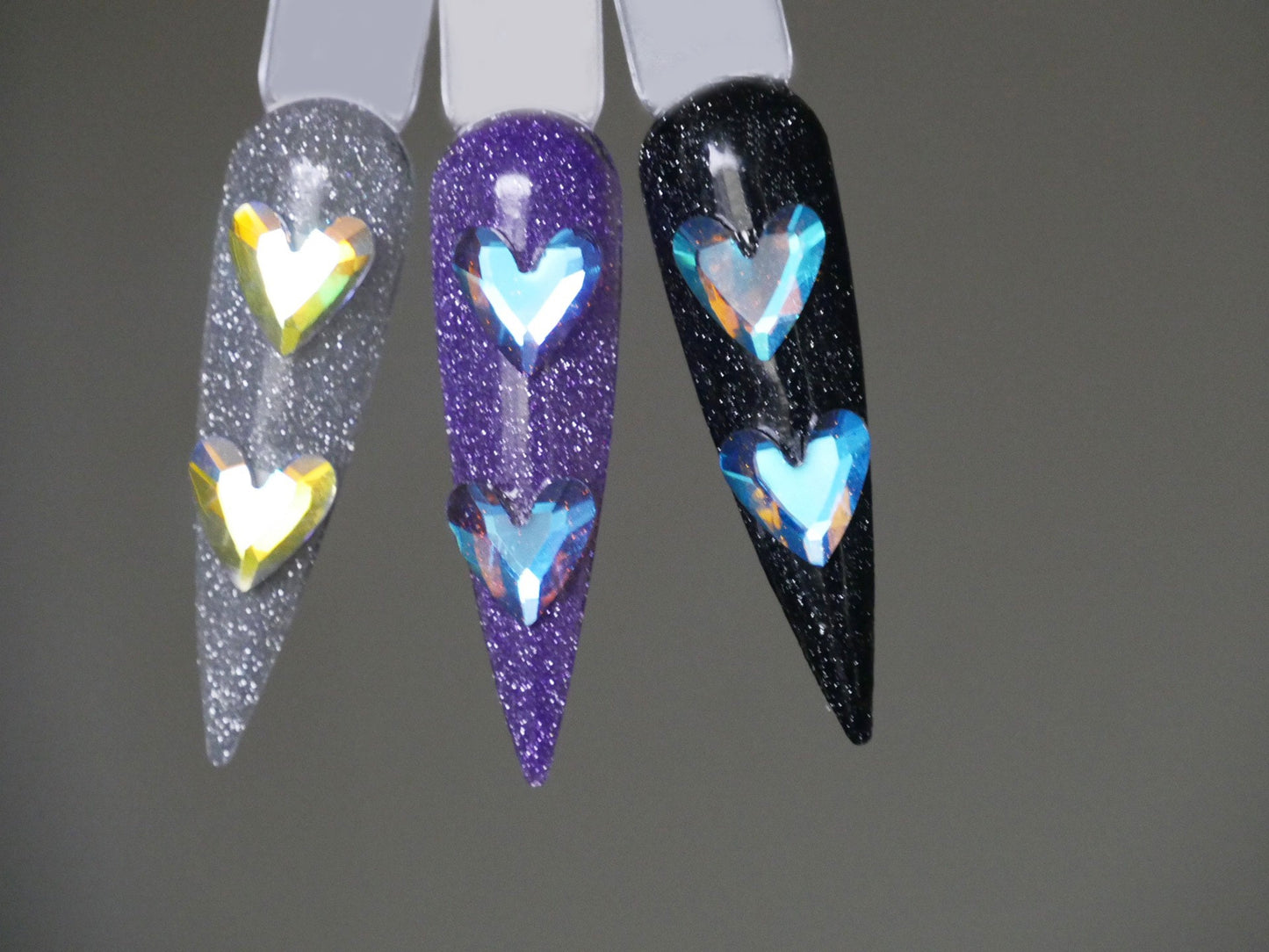 10pcs Heart shaped Polar Light Crystals/ Glamour and Shine Nail Jewelry/ Aurora Glass Hearts nail art rhinestones Nails Decal