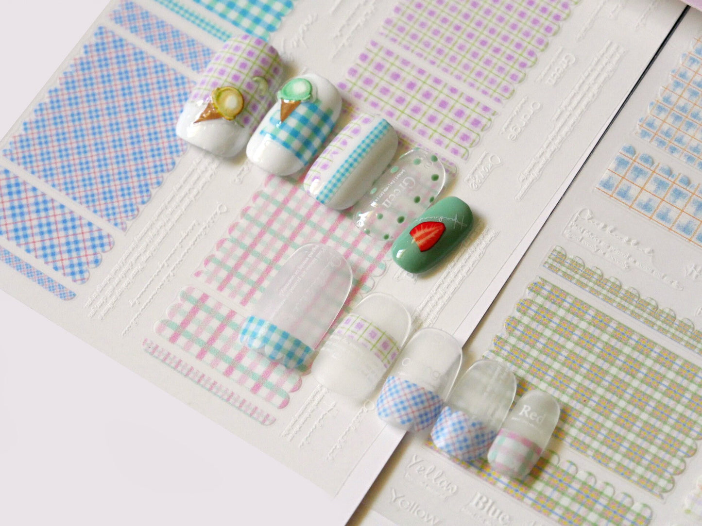 Madras Plaid Nail Art Stickers/ Pastel Color Plaid Striped Checkered Pattern Nail Decals/ Ultra thIn Summer Plaid Nail Supply