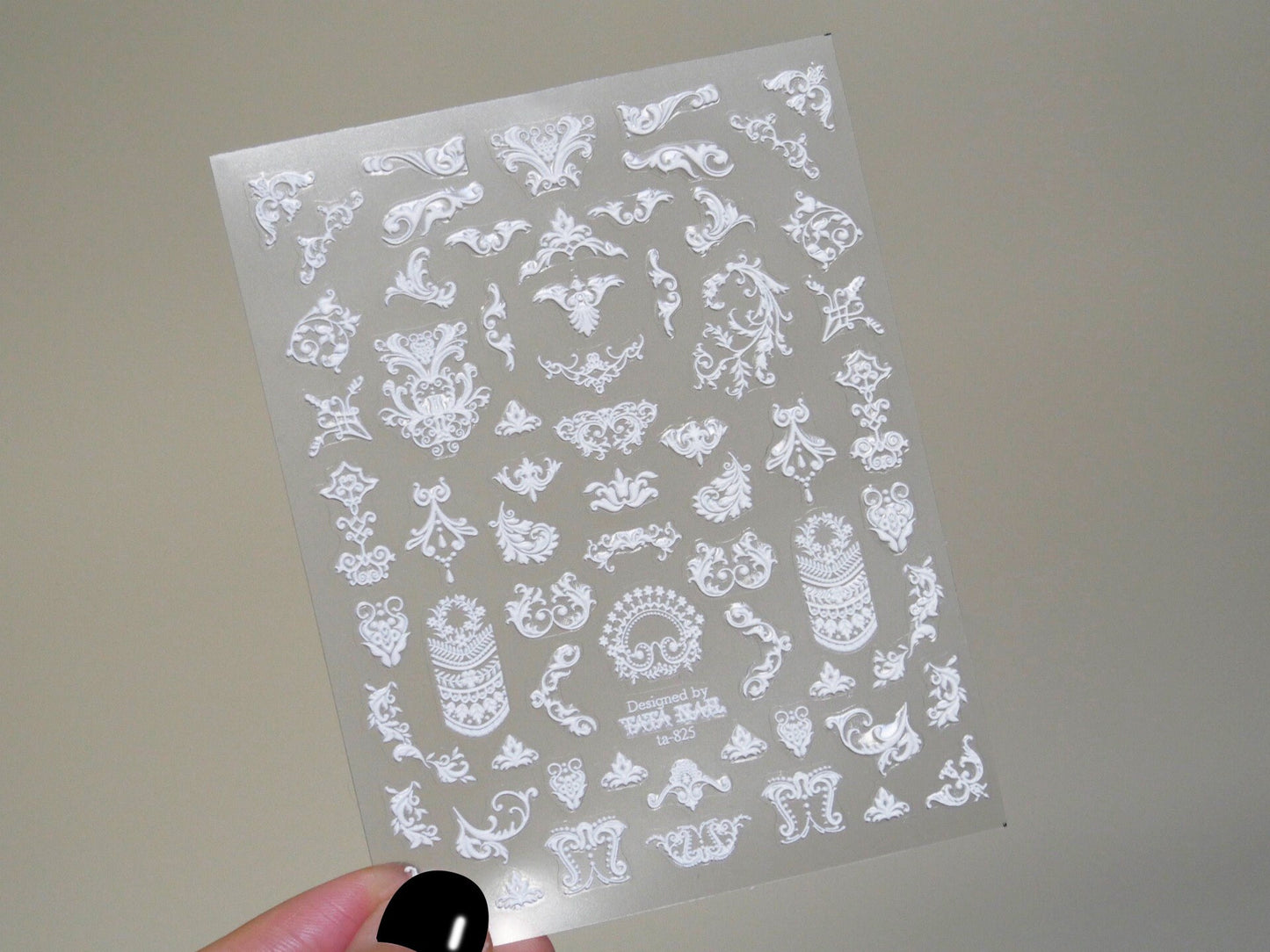 White Vintage Victorian Rococo Revival Nail Sticker/ Wedding Bride Laces Nail Art Peel off stencils/ Retro Renaissance Nails Decals