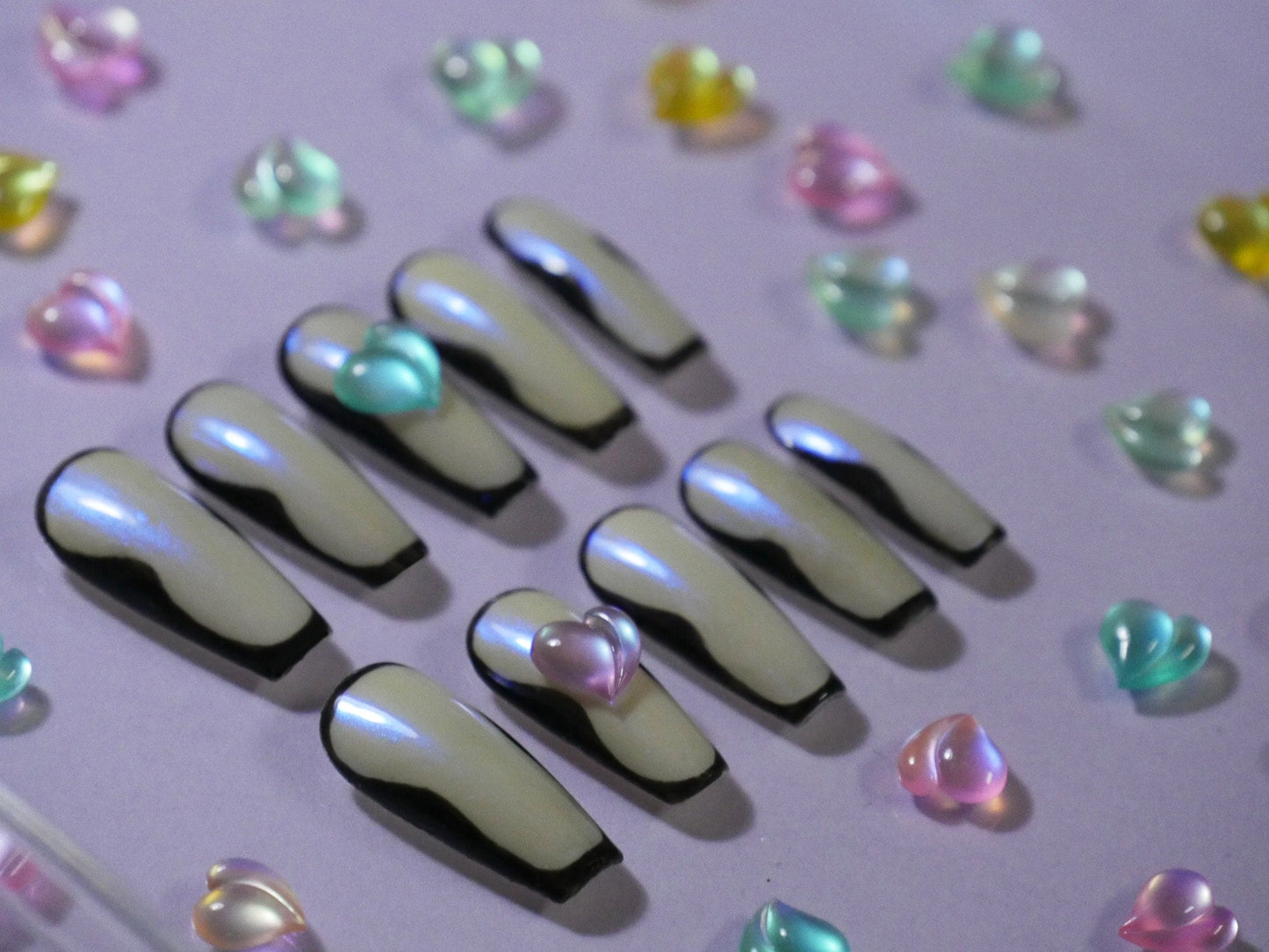 10pcs Peach Harts Studs for Nail Art/ Polar light Pink Peachy Charms/ Pinky Hearts nails supply Nail polish UV Gel