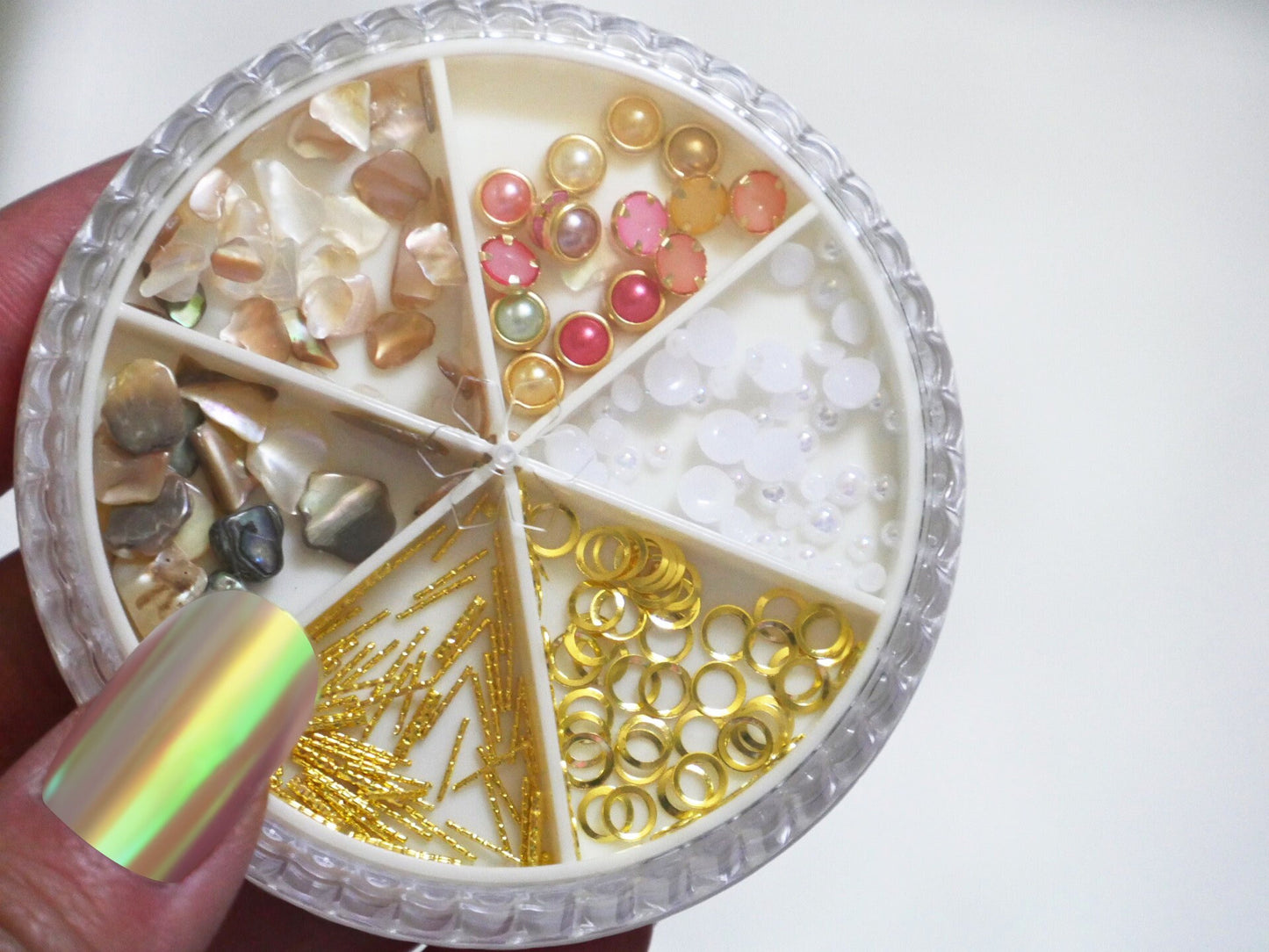 Mixed Vintage Theme Nail Decals/ Gilt-edged Semicircle pearls Shell Gold bar nail Deco/ Nail polish UV gel UV resin Supply