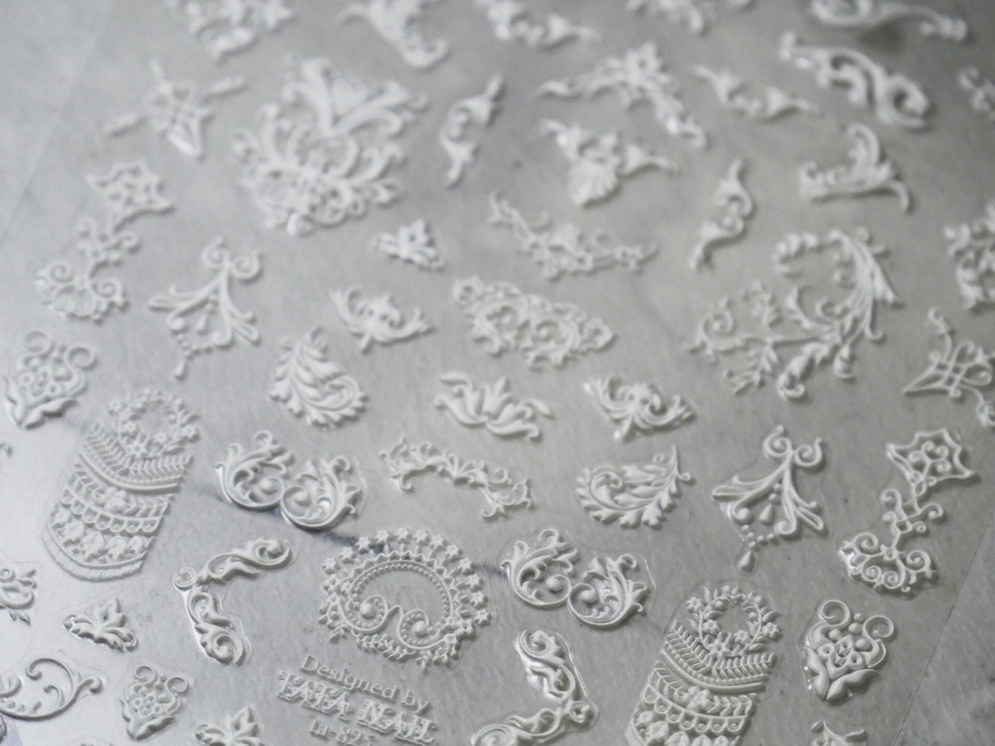 White Vintage Victorian Rococo Revival Nail Sticker/ Wedding Bride Laces Nail Art Peel off stencils/ Retro Renaissance Nails Decals