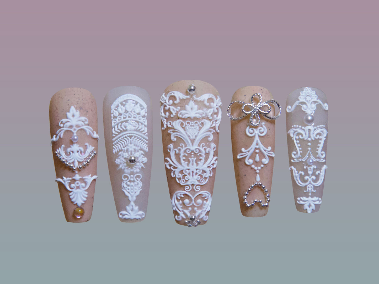 White Vintage Victorian Rococo Revival Nail Sticker/ Wedding Bride Laces Nail Art Peel off stencils/ Retro Renaissance Nails Decals