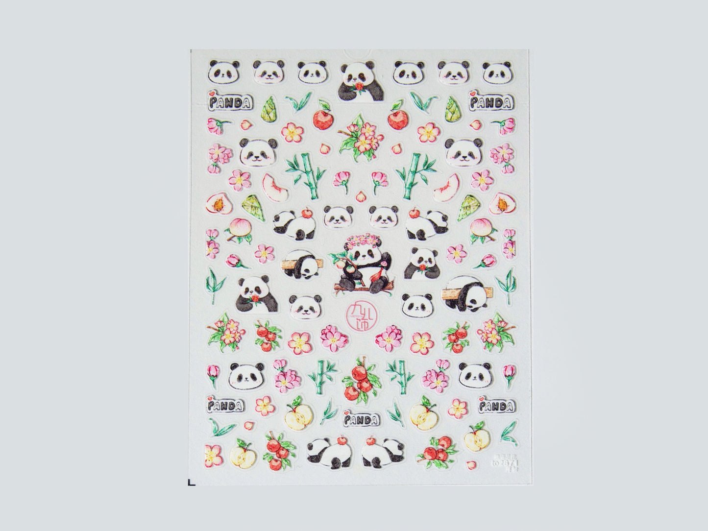 Chinese Panda Bamboo Flower nail sticker/ Ultra Thin Cute China Panda Self Adhesive Decals/ Panda Nail art Decal