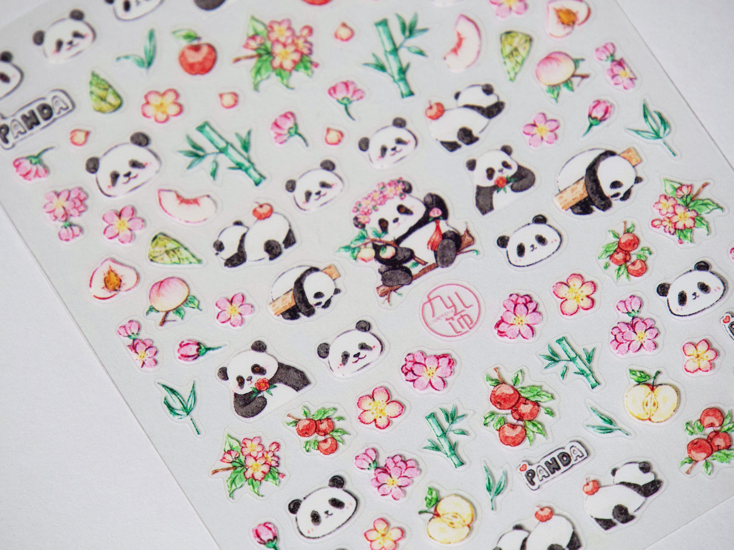 Chinese Panda Bamboo Flower nail sticker/ Ultra Thin Cute China Panda Self Adhesive Decals/ Panda Nail art Decal