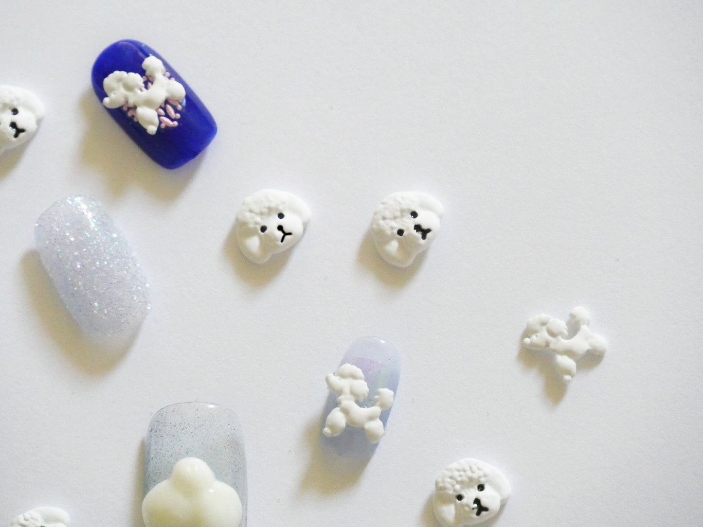 5pcs White Puddle Puppy Nail Studs