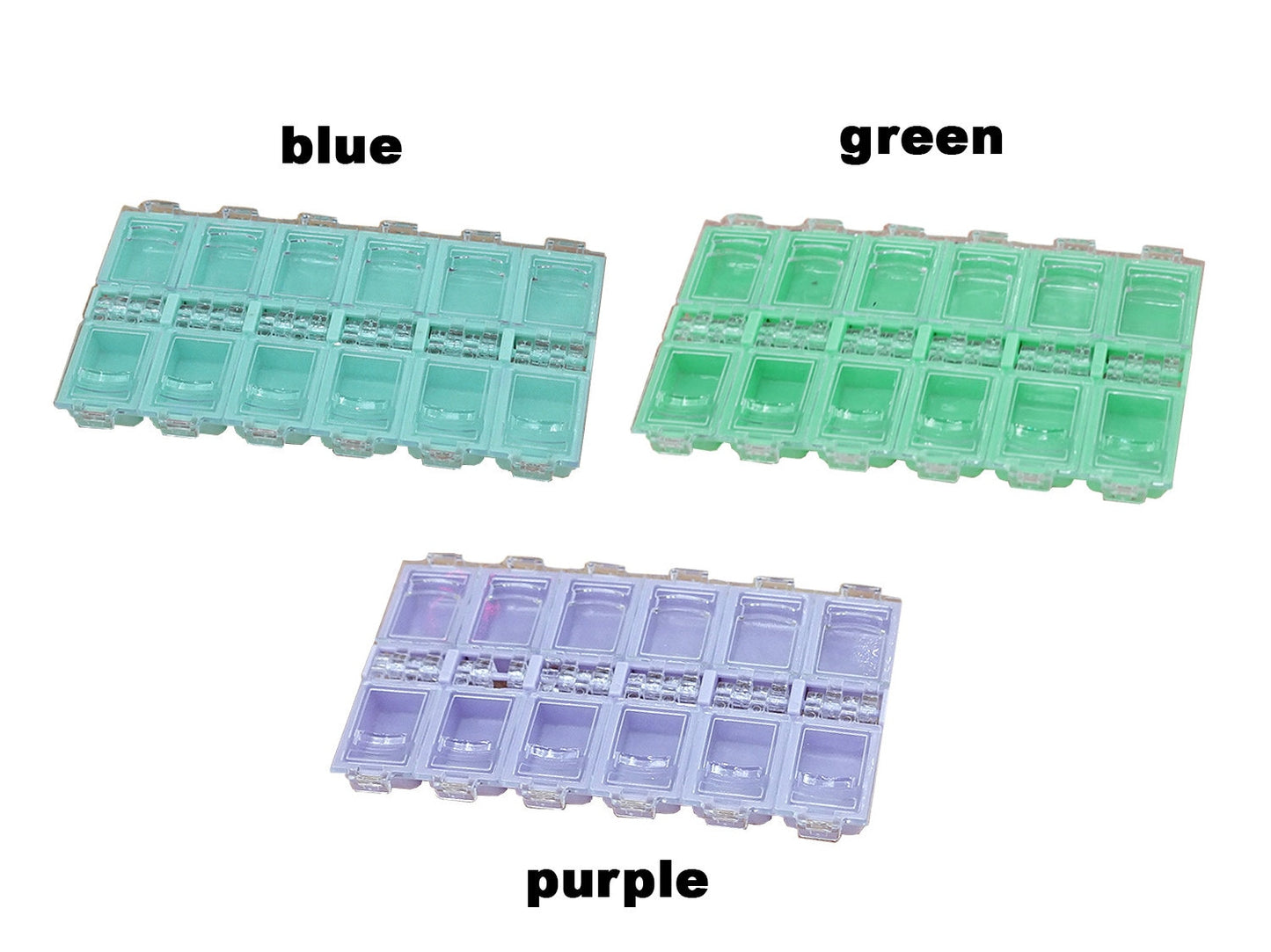 12 grid long plastic container box for charms and trims/mini studs container box/ Nail deco box/ jewelry crystal box