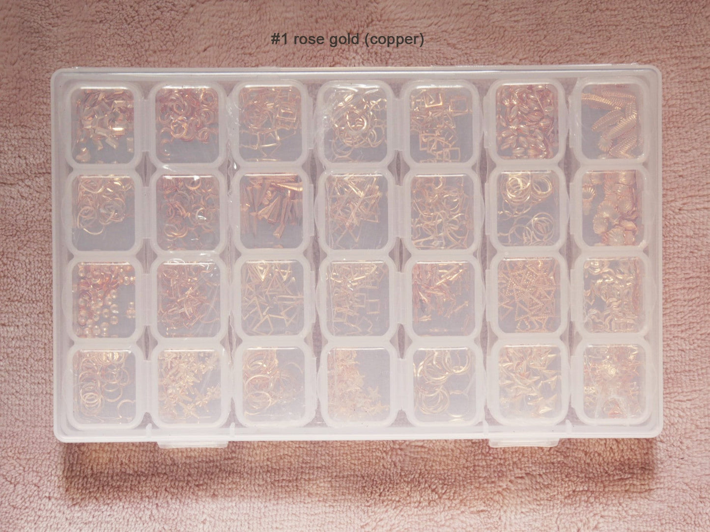 28grids Hollow out Metallic Rivet 3D Nail Studs Metal Decals/ Gold Silver Copper Boho studs/ Gold framed geometry nail deco