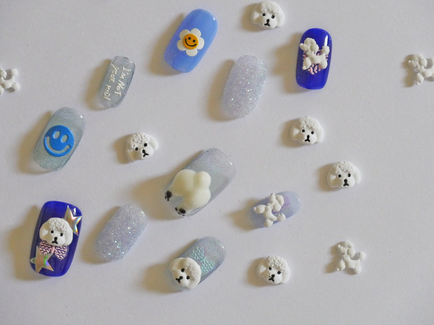 5pcs White Puddle Puppy Nail Studs