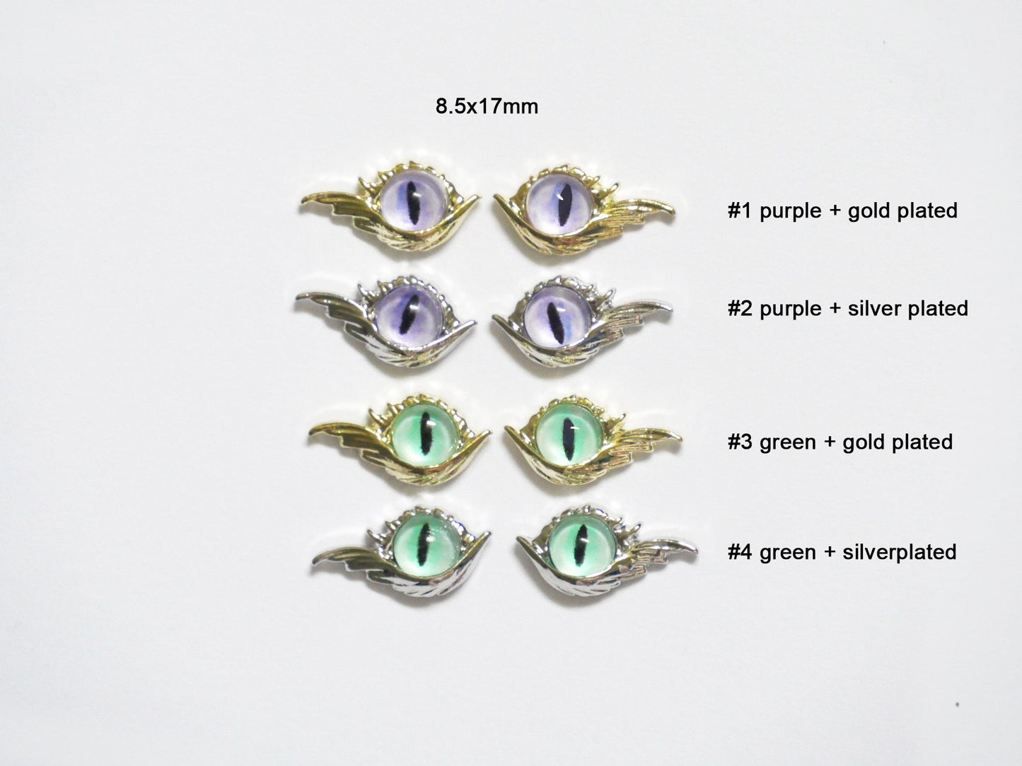 2pcs Cat Eyes Devil Nail Studs/ Vintage Evil Eye Nail Art Metallic Charms 3D Decal Nails Supply/ Horror Punk Nail Theme Manicure Supply