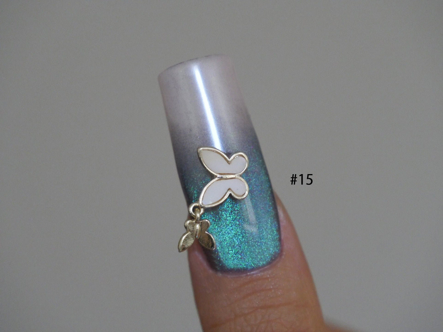 18k Gold Butterfly 3D Zircon Nail Ornament Decal/ Butterfly Trendy Nail Jewelry Spread wings Fairy Tale Nail Art Crystal Manicure supply