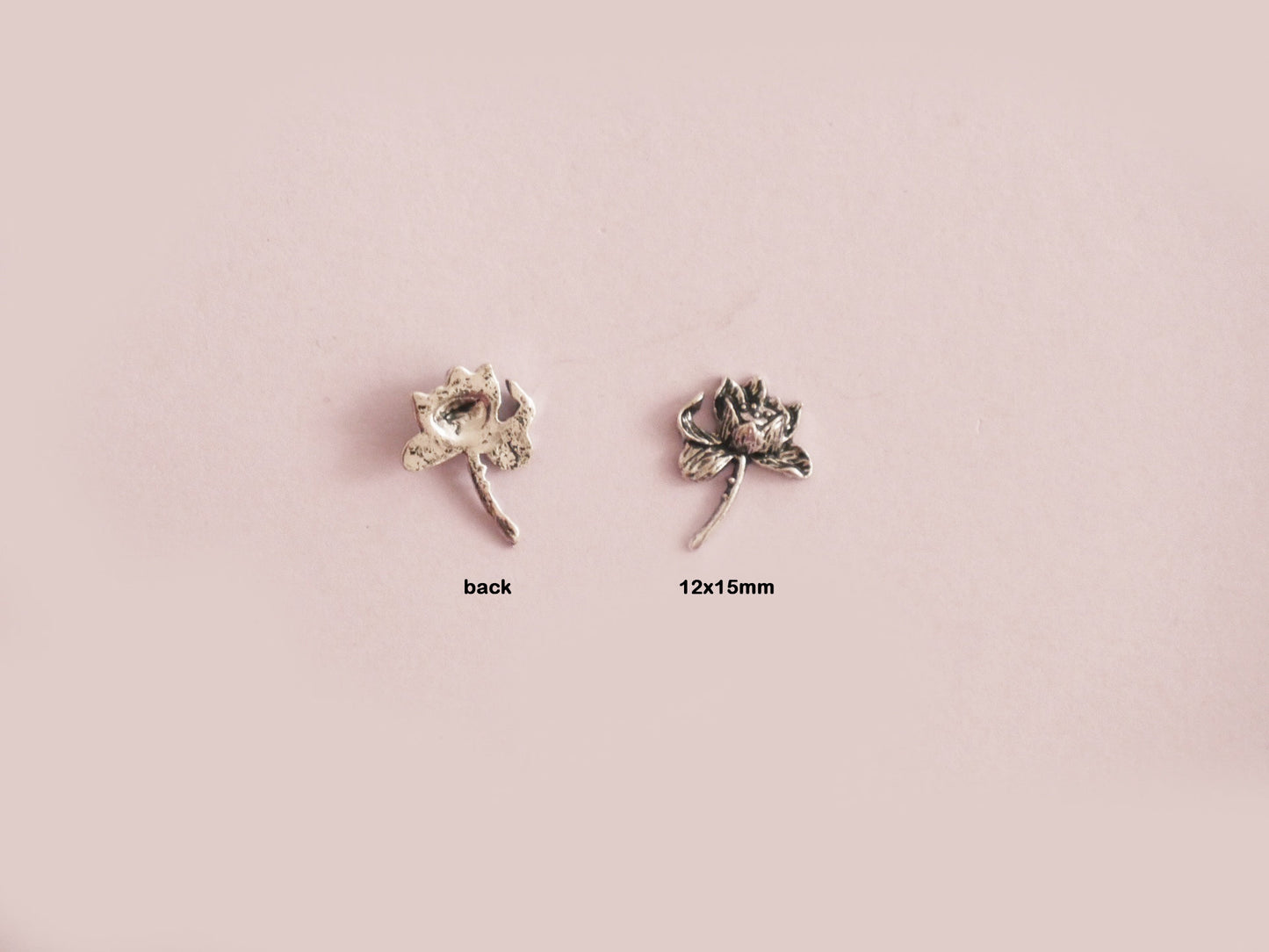 Vintage Lotus Nail Studs/ Metal Lotus Nail Ornament Retro Nail Art Metallic Charms 3D Decal Nails Supply/ Silver Nature-Inspired Nail Charm