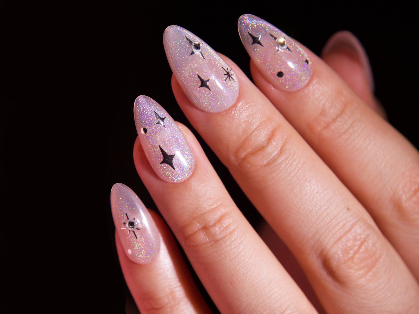 Gilding Silver Halo Crystals Stars Nail Stickers/ Twinkle, winkle, little Star Peel off Sticker/ Rhinestone Decals 4-pointed Star Nails