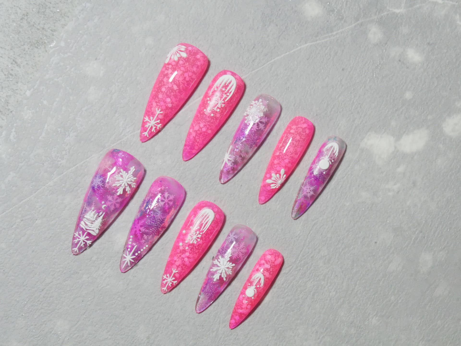 Winter Snow Flake White Nail Art Stickers Self Decals/ Christmas 3D Embossed Textured Peel off Nails Sticker