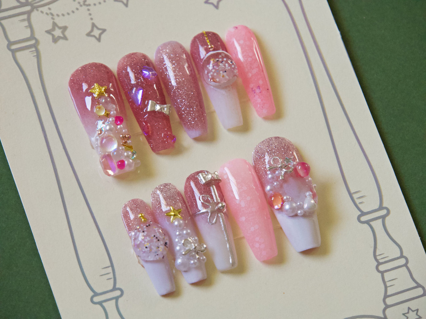 100pcs Gold Star Rivet Nail Decals/ Christmas Starry Theme Nail Supply Metallic Studs / Golden Quadrangular Stars Miniature