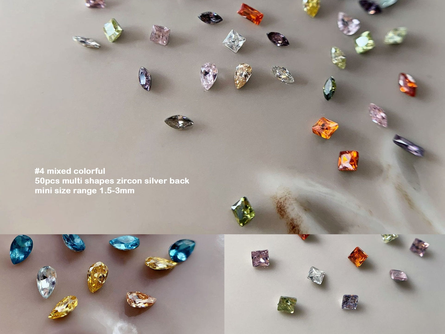 50pcs Mini Zircon Gemstones Nail Decal/ Blingbling Clear& Colorful Zircons Nails Jewelry Ornaments/ Versatile Elegant Manicure Studs