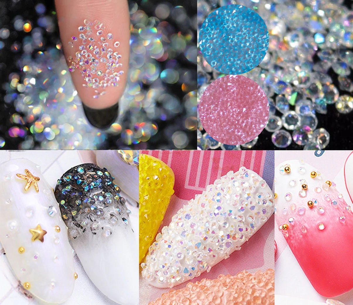 1440 pcs Culet Diamond crystal Nail Art glitter/ Microbead Clear AB stone Nail design art decoration rhinestones