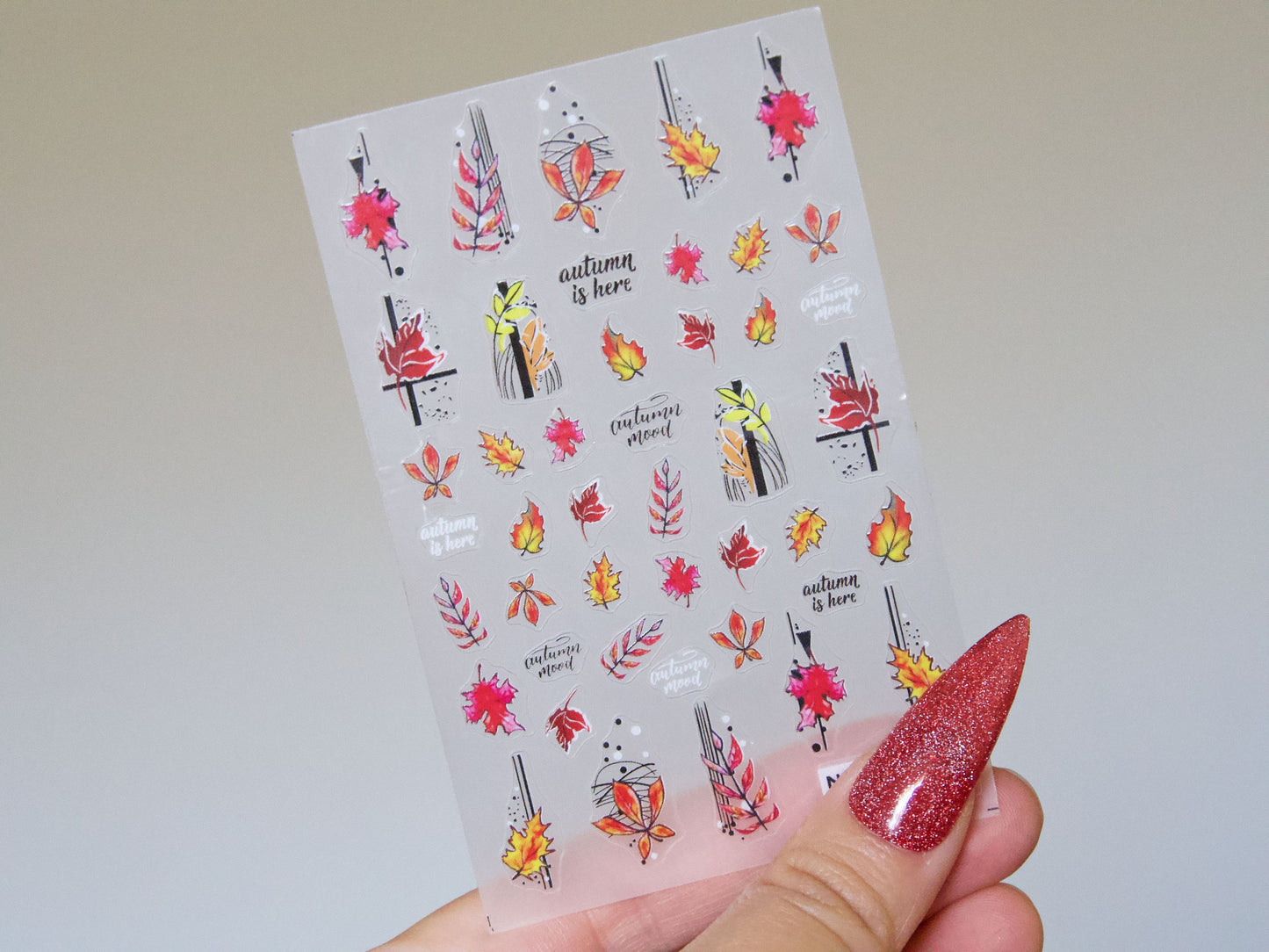 Winter Fall Maple Leaf Nail Sticker/ Red-Yellow Radiance Falling Leaves Nature's Palette Nails Decal/ Autumn Bliss Manicure