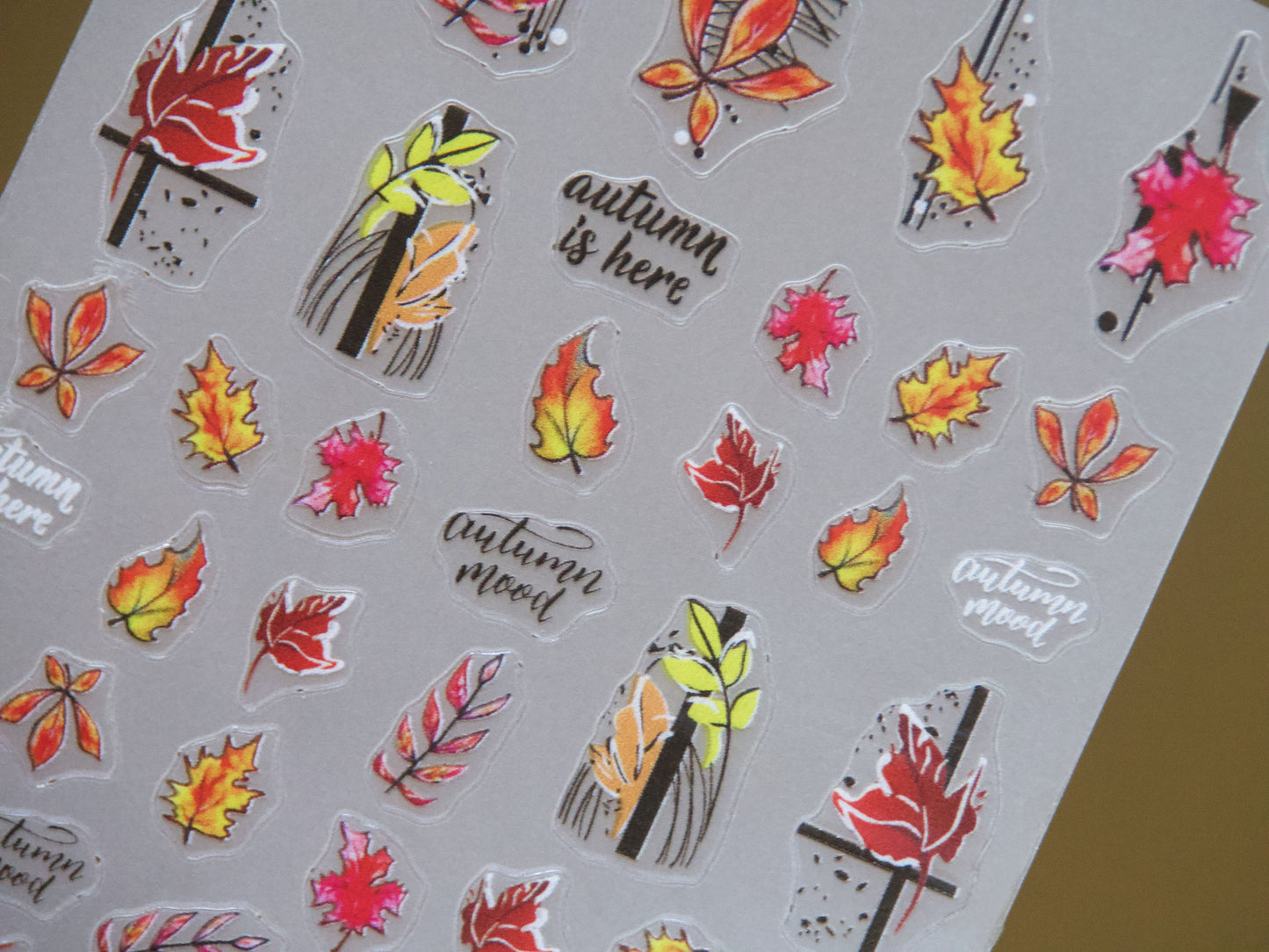 Winter Fall Maple Leaf Nail Sticker/ Red-Yellow Radiance Falling Leaves Nature's Palette Nails Decal/ Autumn Bliss Manicure