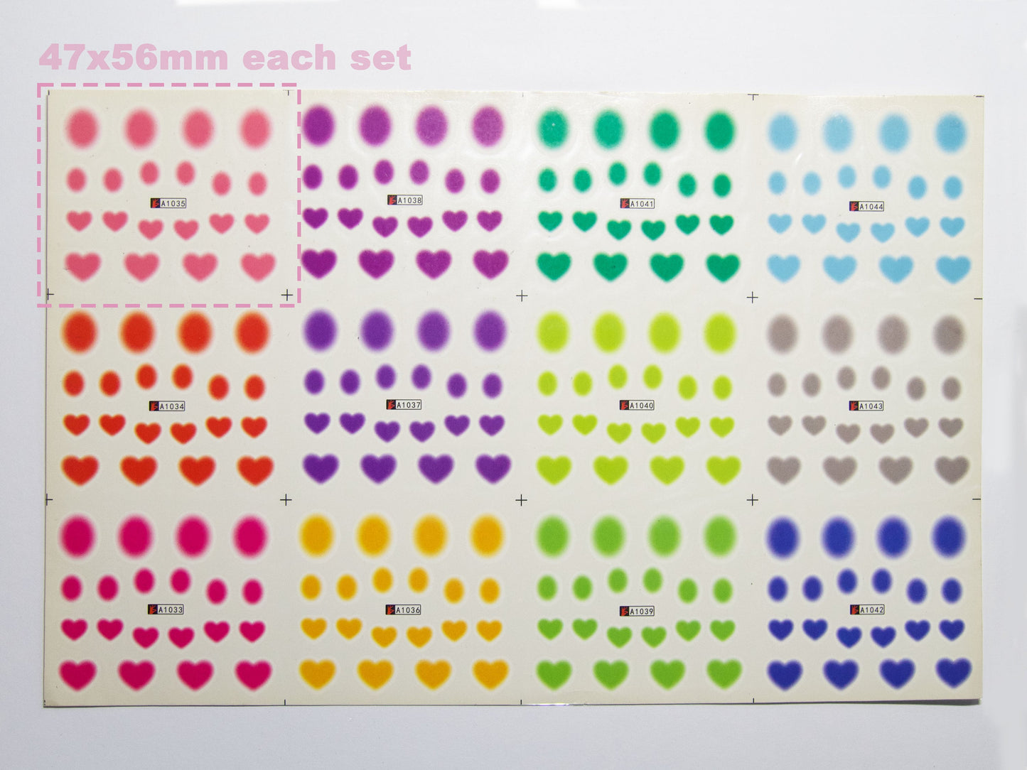 12 sets Radial-gradient Heart & Round Nail Tattoo/ Spherical Circular Gradient Water Transfer Nail Decal Valentine's Day Nails Pink Blue