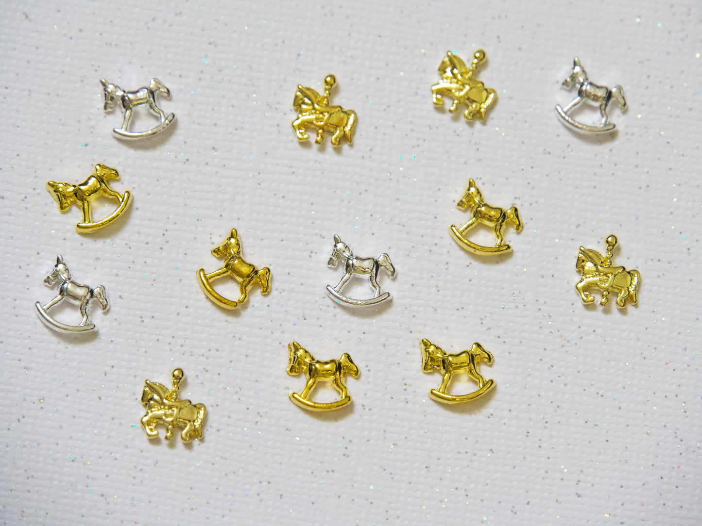 5 pcs wooden horse nail decoration/ silver gold horse merry-go-round Nail DIY nail deco