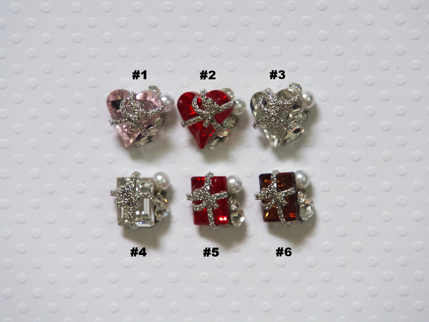 2pcs Heart Shaped Gift Box Nail Charms Nail art Jewelry/ Large Shiny Festive Zircon Gift Wrap Stacked Diamond Manicure Valentines Day Decal
