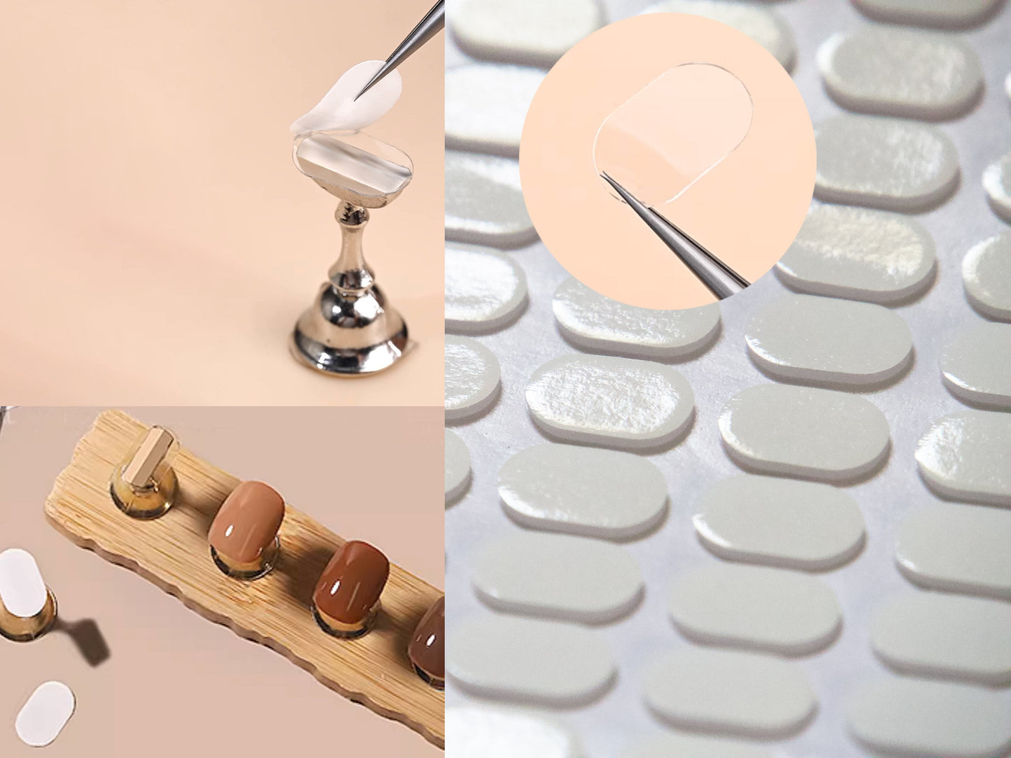 100pcs Reusable Press On Tips Holder Tape Tag/ Transparent Double-Sided Oval Adhesive Nail Color Tag Display Tape/ No Traces Multi-Purpose
