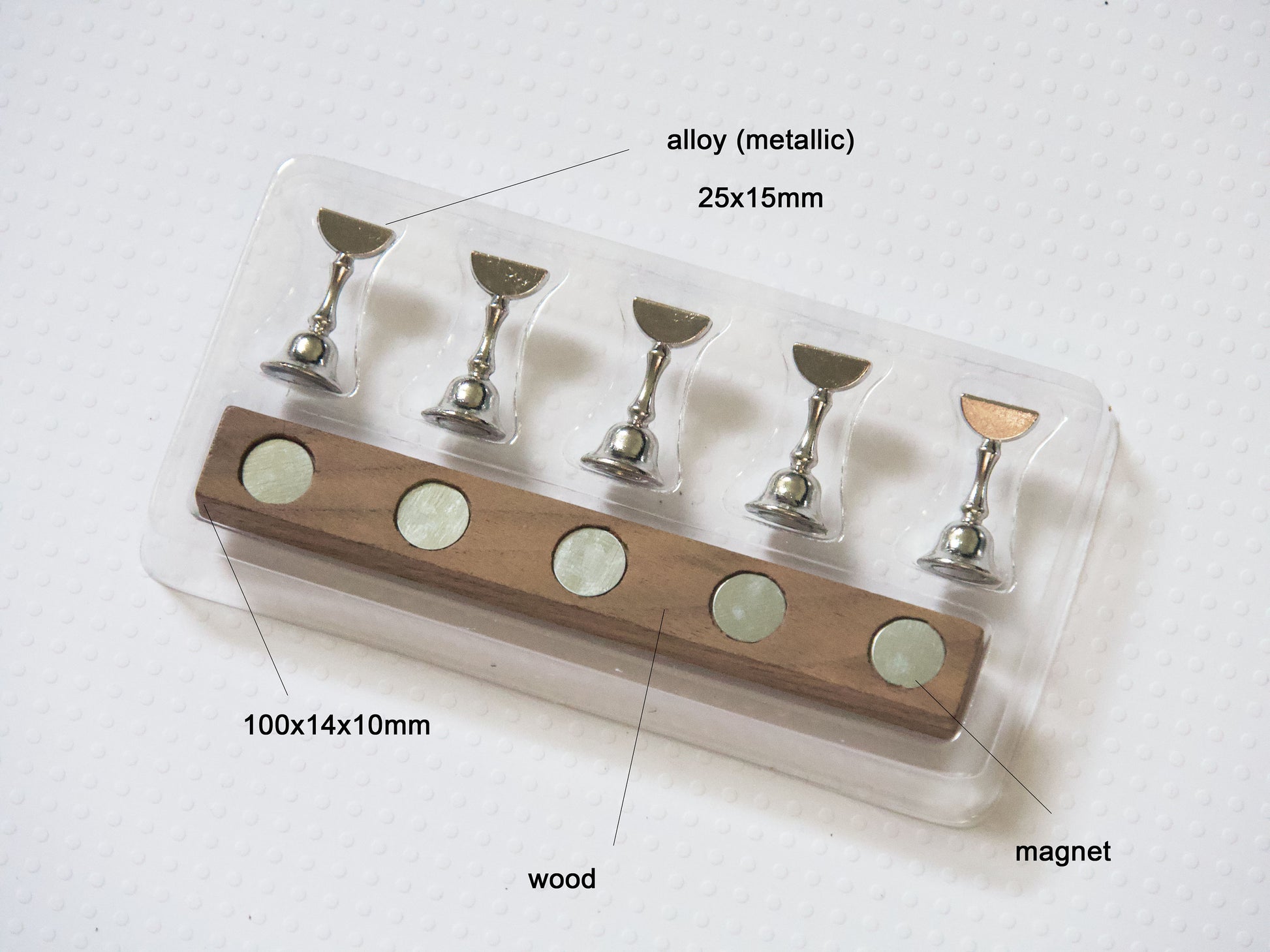 5pcs Wood with Magnets False Nail Display Stand Holder Set/ Magnetic Nail Art Practice Holder/ Press on Nail Shelf Manicure DIY Tools