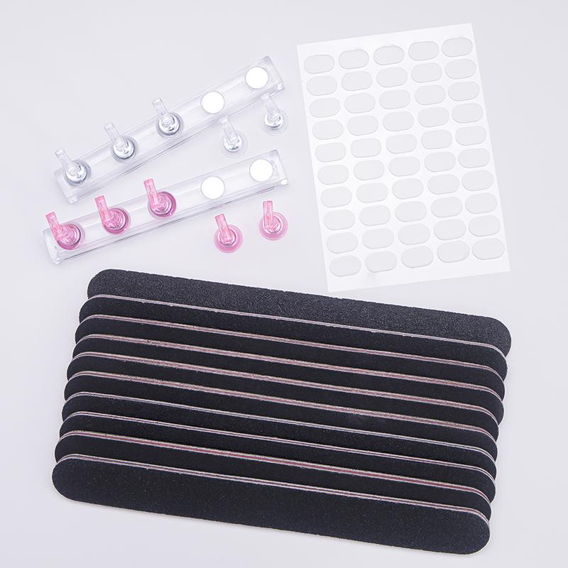 Nail Stand Kit for Press On Nails Display Practice with 10 pcs of black nail Files and Double sided Tape