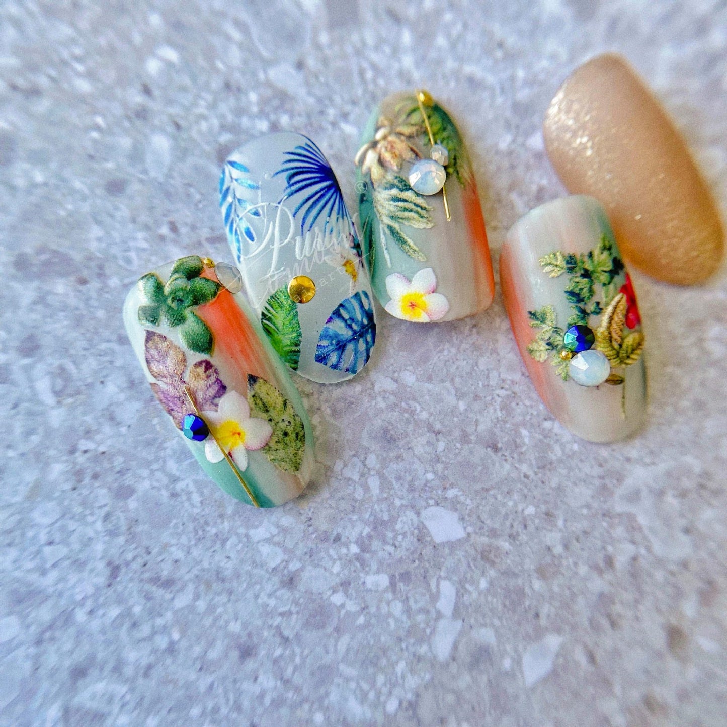 Tropical Bird Nail Stickers, Flamingo Parrot Toucan Nail Decals, Summer Jungle Nail Art Stickers, Tropical Leaf Nail Designs