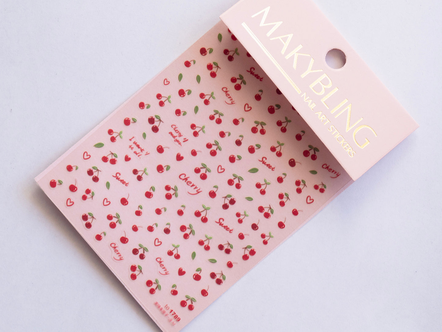 Cherry Fruity Nail Art Sticker/ 3D fruits DIY Tips Guides peel off  Stickers/Red Cherries Yellow Banana fruit nail decal