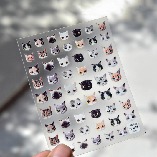 Kitty Cat Nail Art Stickers/Tabby Cat Ragdoll Persian Cats Nail Art Stickers Self Adhesive Decals