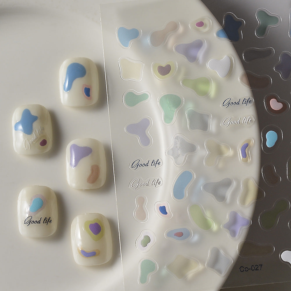 3D Jelly Bean Flower Nail Stickers – Embossed Water Drop Decals