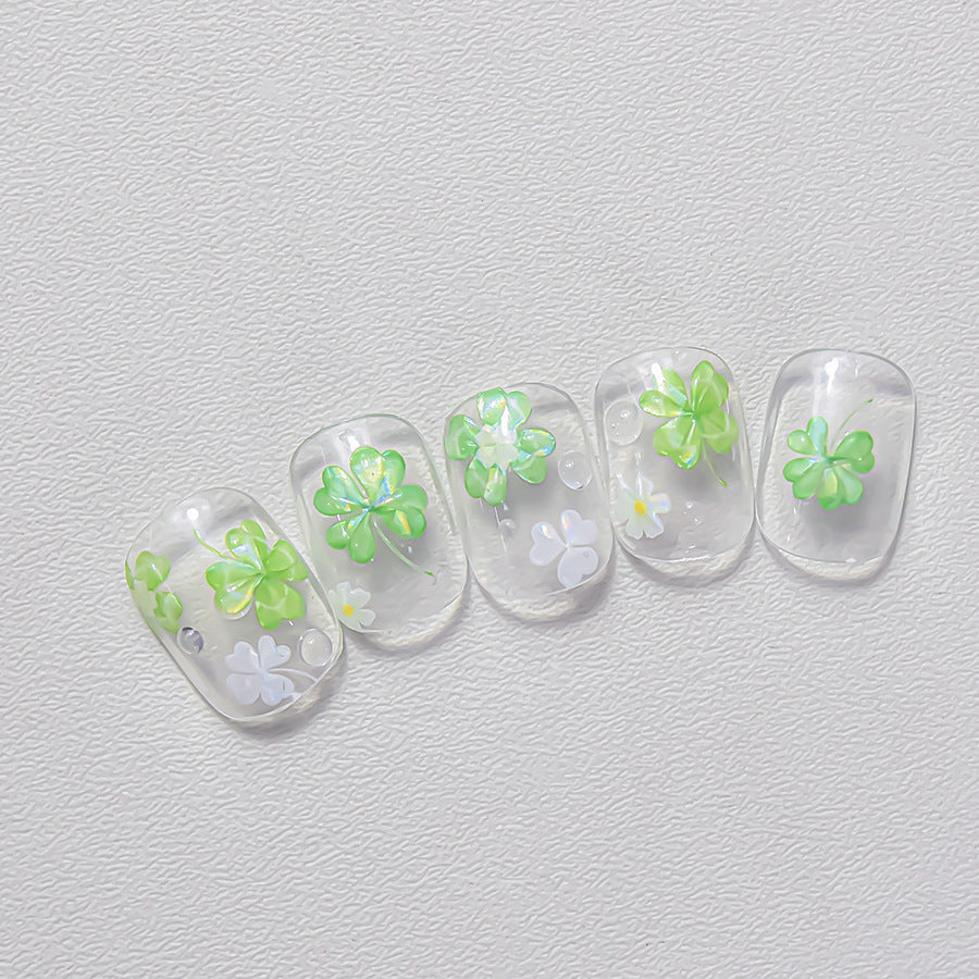 Clover Nail Stickers Green Floral Nail Decals, Lucky Shamrock Nail Art, Spring Summer Nails, Cute Minimal Nail Design, DIY Manicure