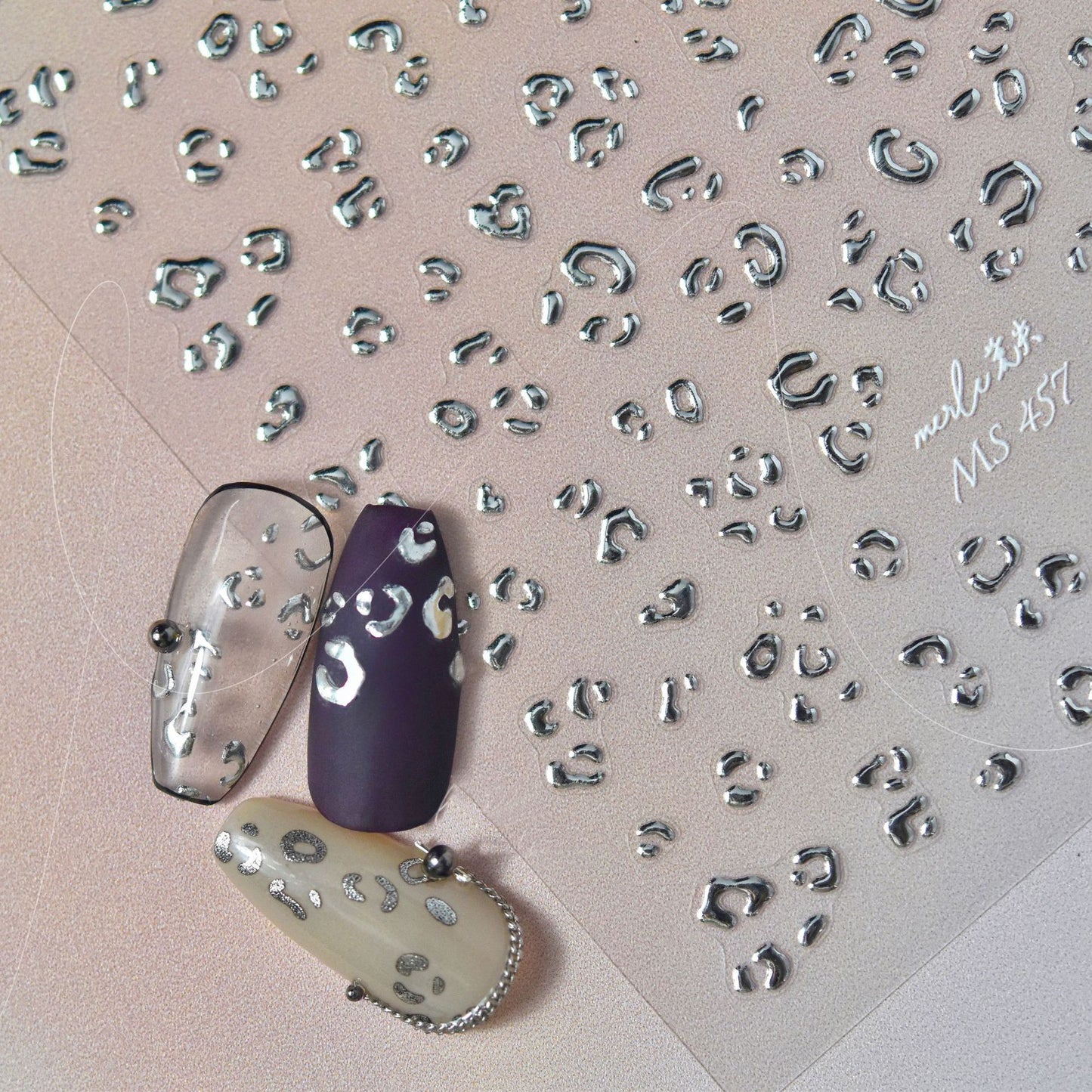 Gilding Leopard Print Nail Stickers Cheetahs 3D Embossed Metallic Animal Print Nail Art Decals