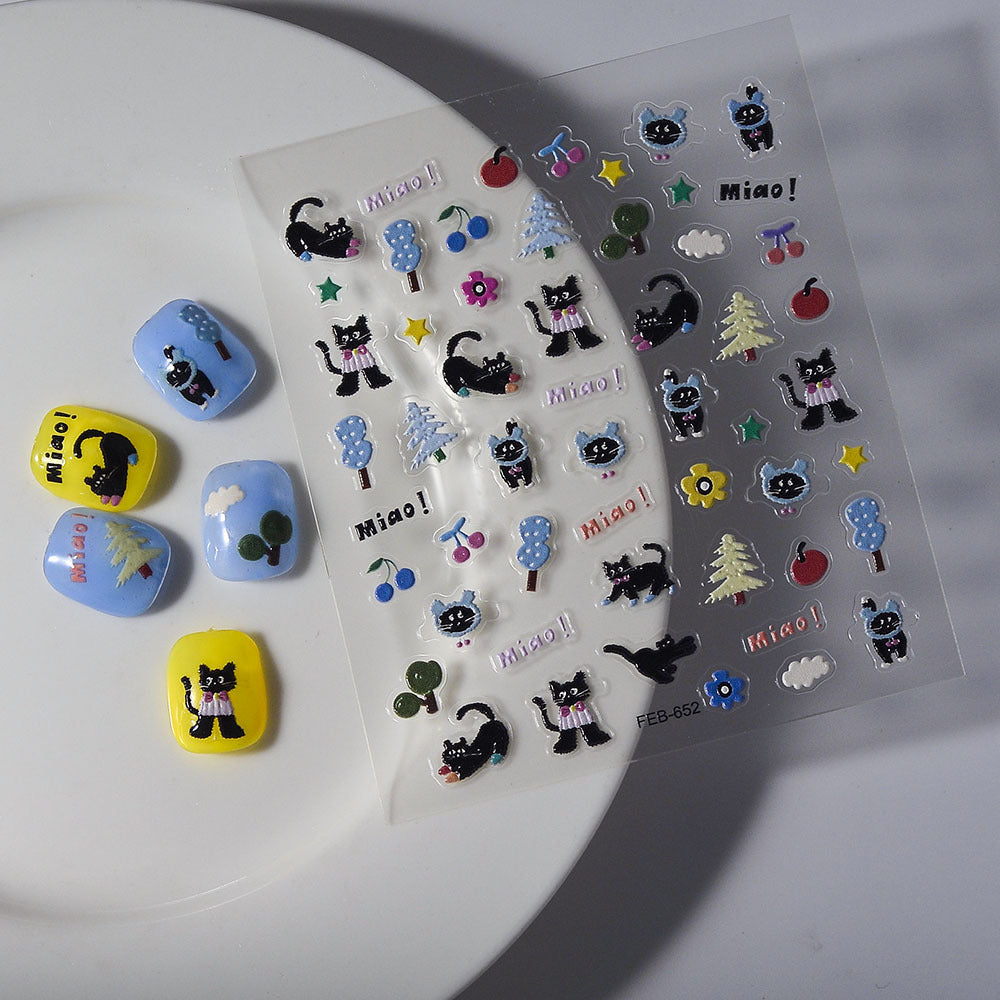 Kitty Cat Nail Art Stickers/Tabby Cat Ragdoll Persian Cats Nail Art Stickers Self Adhesive Decals