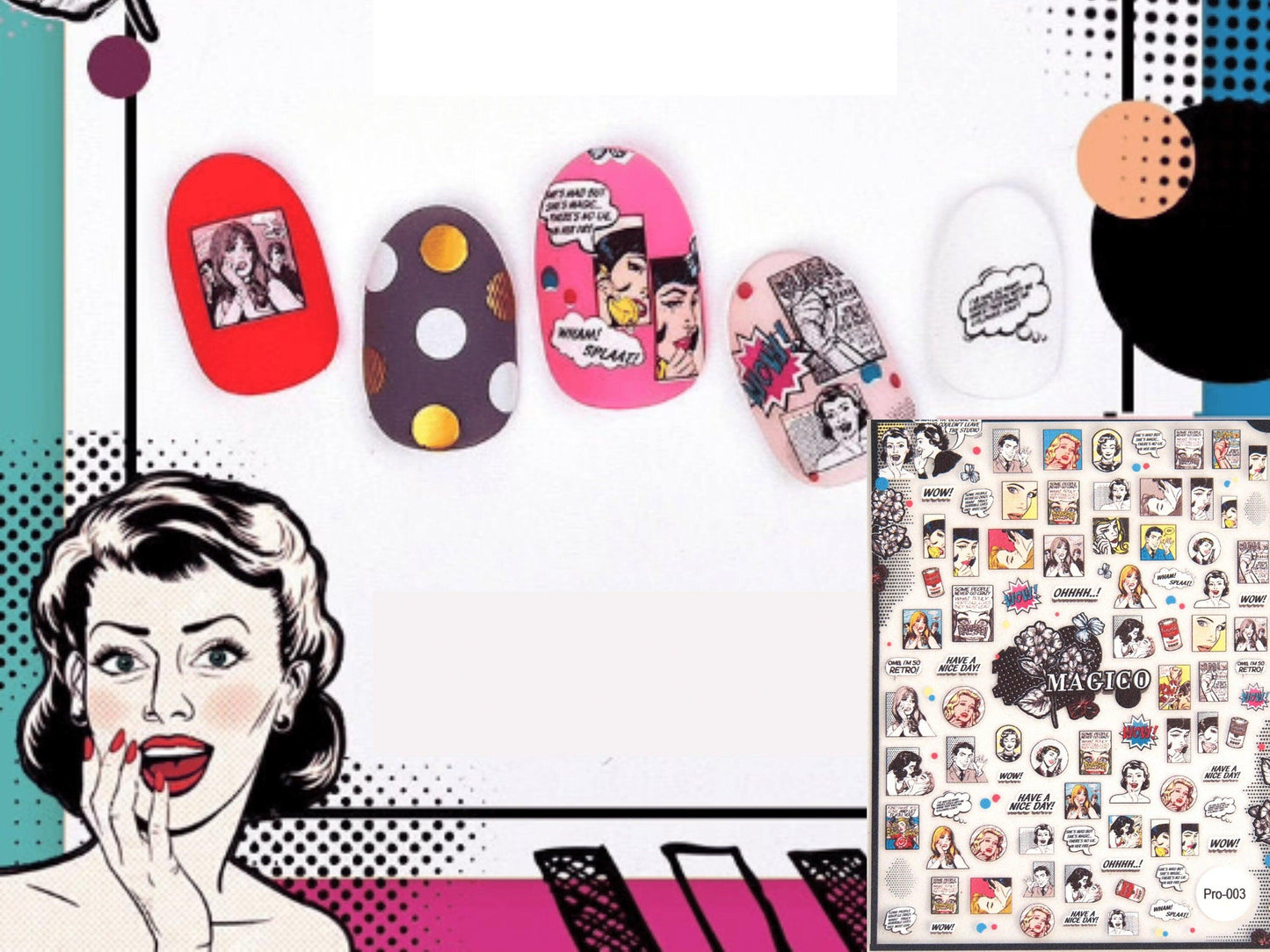 Pin-up Girl Nail Art Sticker Vintage Magazine