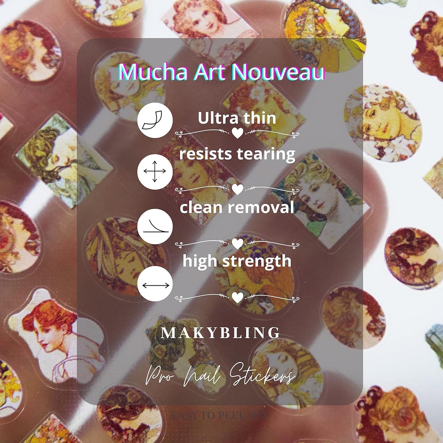 3pcs Mucha Cherub Vintage Renaissance Sticker Nail Art